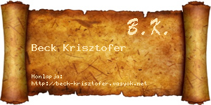 Beck Krisztofer névjegykártya